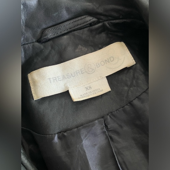 Leather moto biker jacket, black, Treasure & Bond - Picture 6 of 9